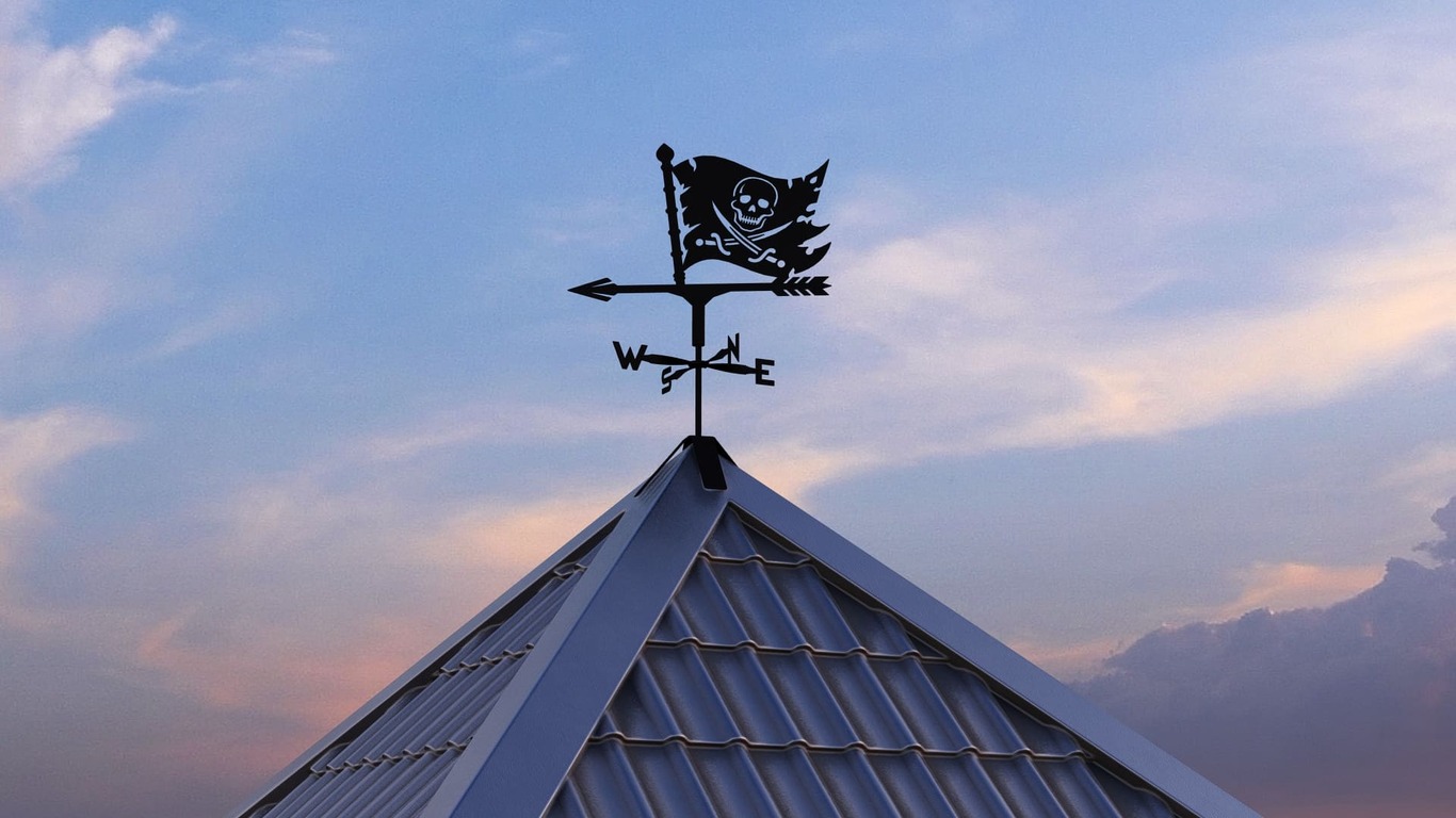 Jolly Roger Weather Vane Three Sizes. DXF, SVG files for plasma, laser cutting. Wind Vane. Фото 6