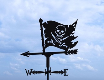 Jolly Roger Weather Vane Three Sizes. DXF, SVG files for plasma, laser cutting. Wind Vane