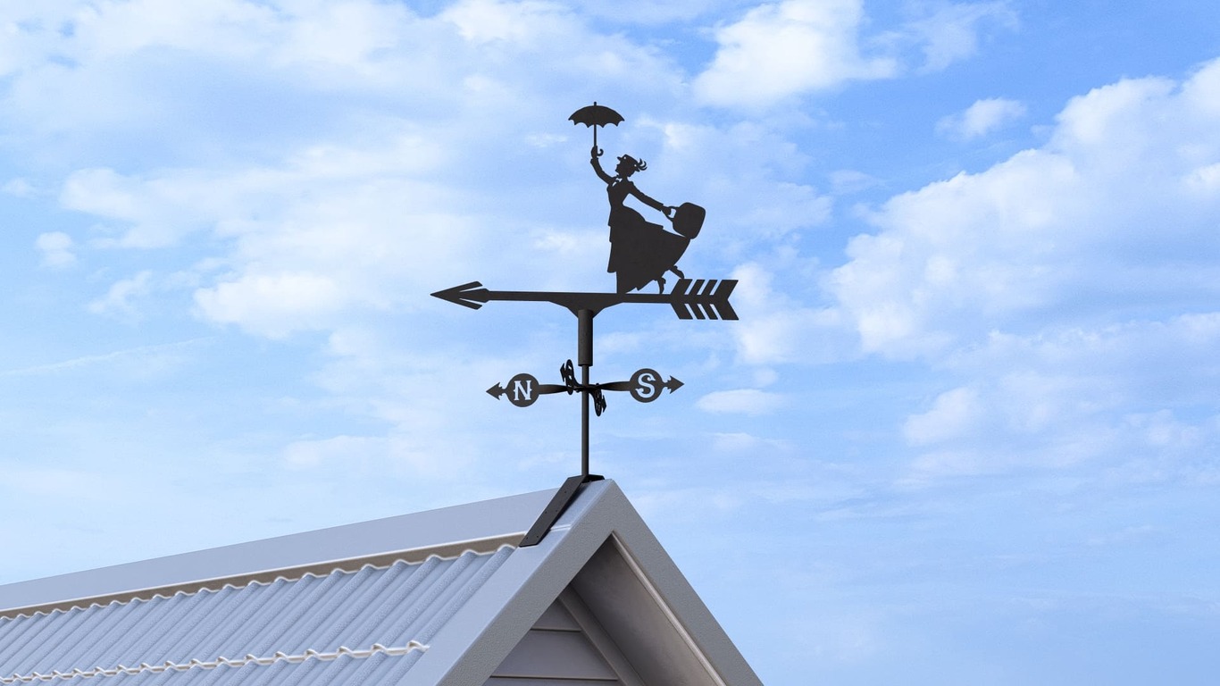 Cata-vento Mary Poppins três tamanhos. Arquivos DXF e SVG para corte e plasma a laser. Indicador de direção do vento, para telhado externo, jardim. Фото 7