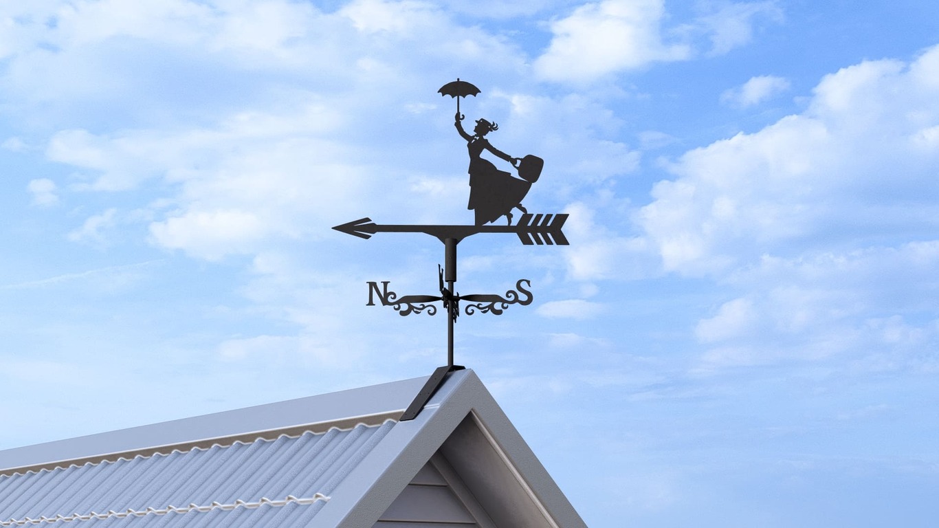 Cata-vento Mary Poppins três tamanhos. Arquivos DXF e SVG para corte e plasma a laser. Indicador de direção do vento, para telhado externo, jardim. Фото 6