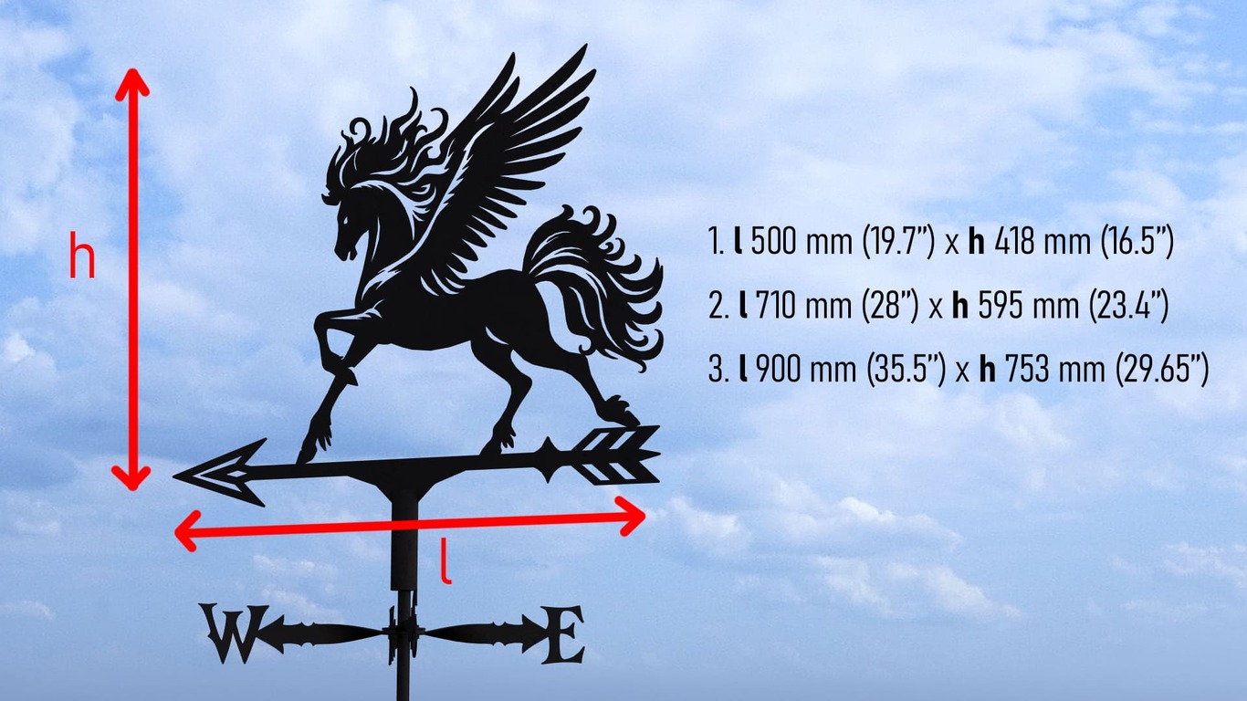 Giruetă Pegas trei dimensiuni. Fișiere DXF, SVG pentru tăiere cu plasmă și laser. Indicator directie vant. Фото 10