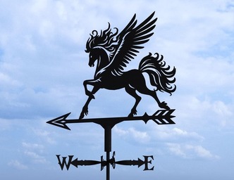 Pegasus Weather Vane Three Sizes. DXF, SVG files for plasma, laser cutting. Weathervane roof decor