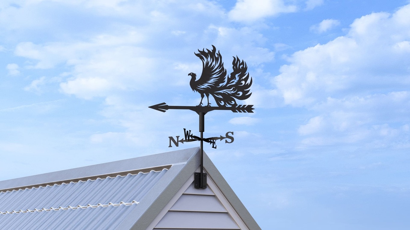 Phoenix Weather Vane Three Sizes. DXF, SVG files for plasma, laser cutting. Weathervane roof decor. Фото 3