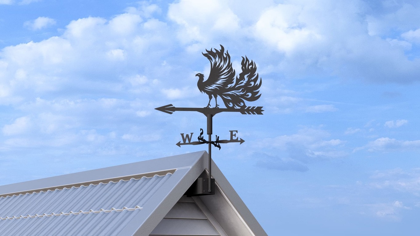 Phoenix Weather Vane Three Sizes. DXF, SVG files for plasma, laser cutting. Weathervane roof decor. Фото 4