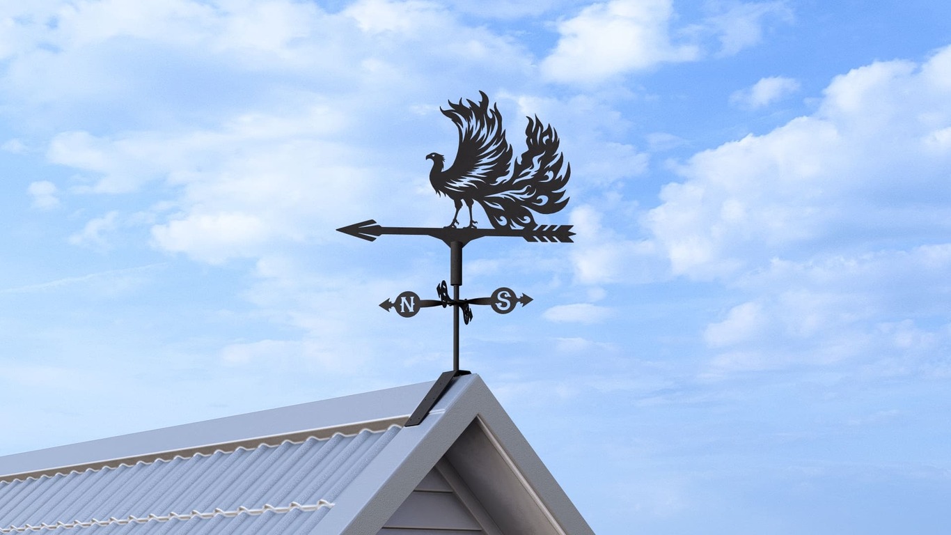 Phoenix Weather Vane Three Sizes. DXF, SVG files for plasma, laser cutting. Weathervane roof decor. Фото 5