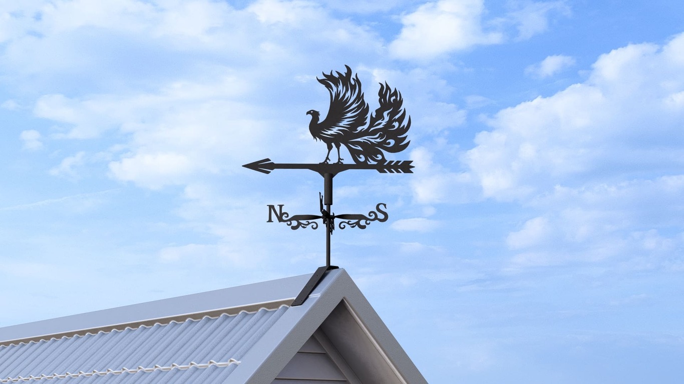 Phoenix Weather Vane Three Sizes. DXF, SVG files for plasma, laser cutting. Weathervane roof decor. Фото 7