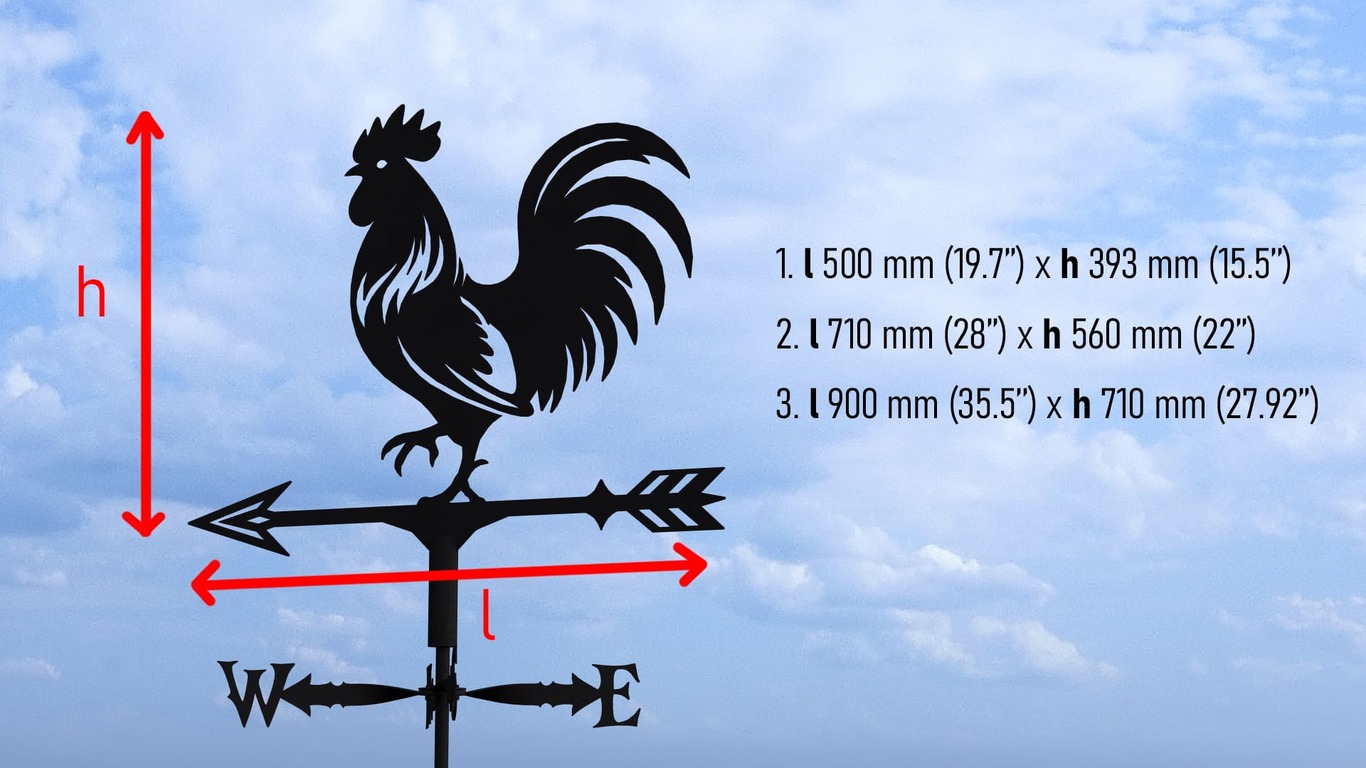 Rooster Weathervane V1 Three Sizes. DXF, SVG files for plasma, laser cutting. Weathercock roof decor. Фото 10