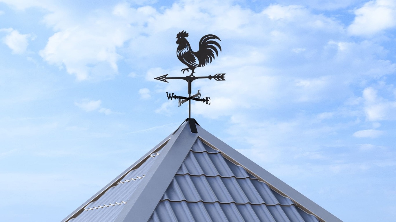 Rooster Weathervane V1 Three Sizes. DXF, SVG files for plasma, laser cutting. Weathercock roof decor. Фото 2
