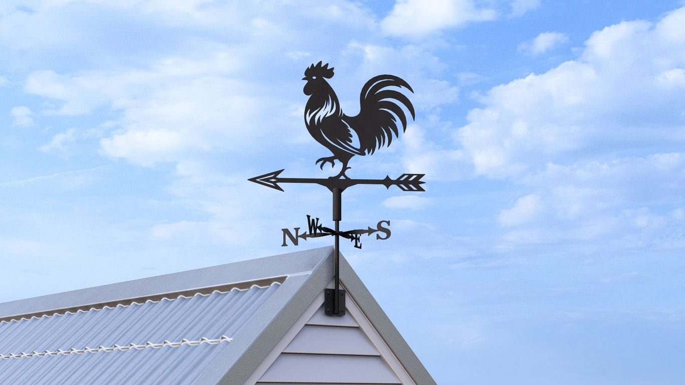 Rooster Weathervane V1 Three Sizes. DXF, SVG files for plasma, laser cutting. Weathercock roof decor. Фото 3