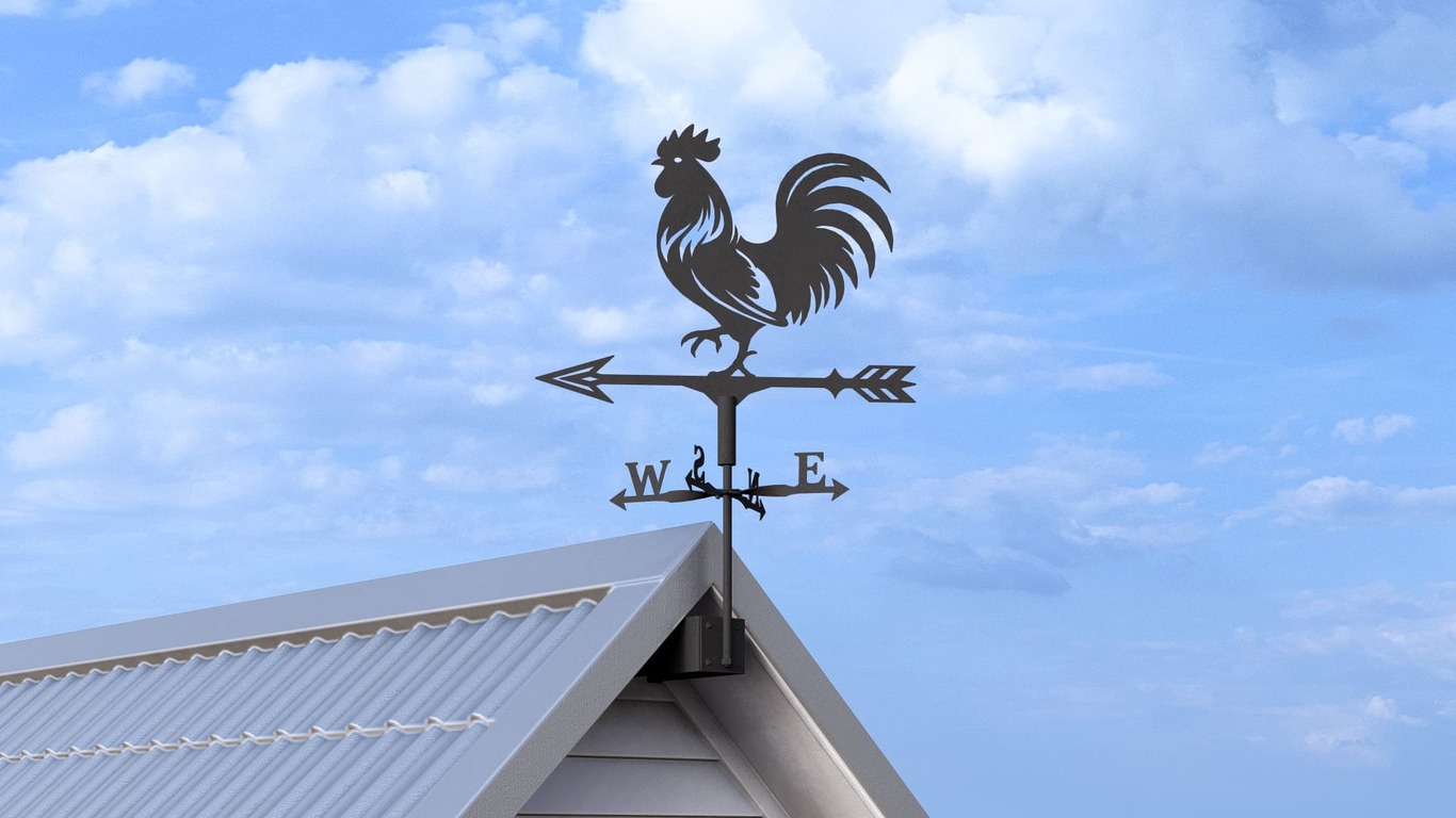 Rooster Weathervane V1 Three Sizes. DXF, SVG files for plasma, laser cutting. Weathercock roof decor. Фото 4