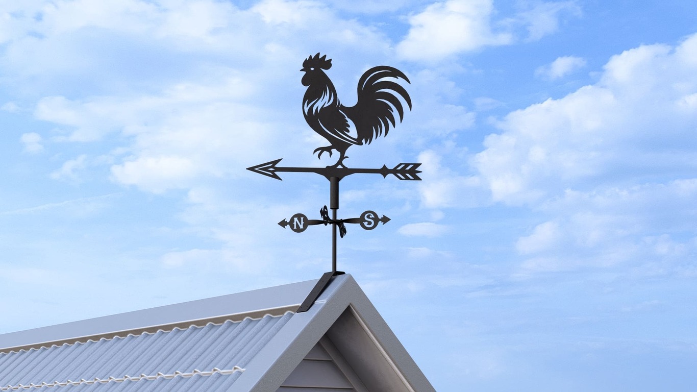 Rooster Weathervane V1 Three Sizes. DXF, SVG files for plasma, laser cutting. Weathercock roof decor. Фото 7