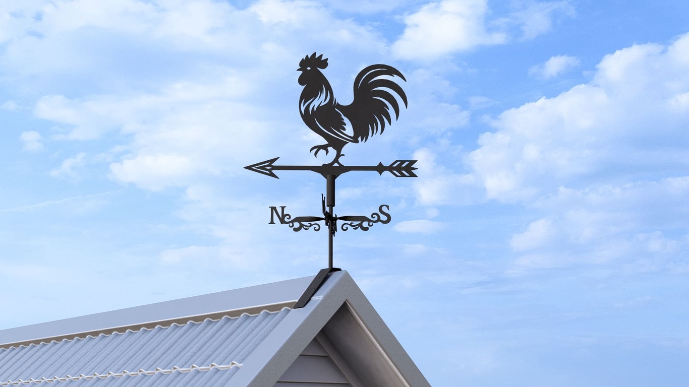 Rooster Weathervane V1 Three Sizes. DXF, SVG files for plasma, laser cutting. Weathercock roof decor. Фото 6