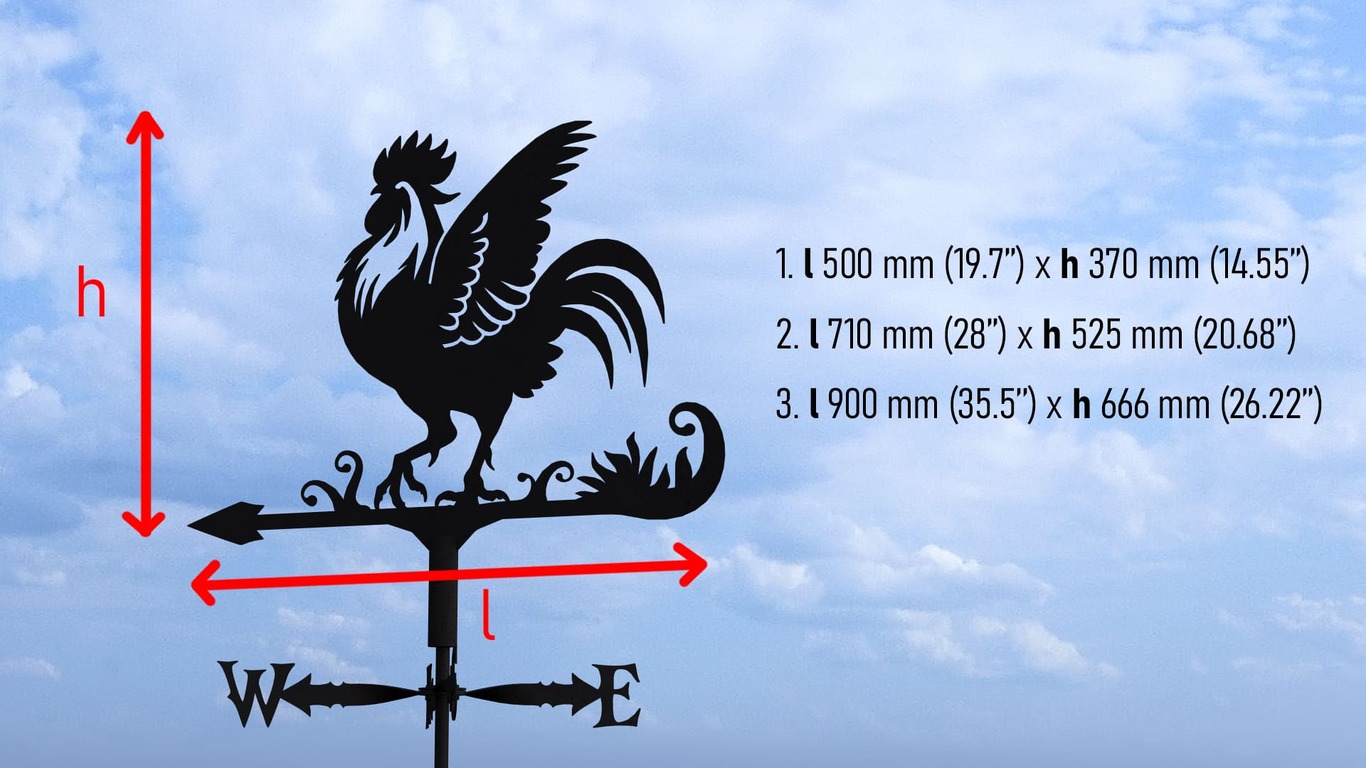 Rooster Weathervane V2 Three Sizes. DXF, SVG files for plasma, laser cutting. Weathercock roof decor. Фото 10