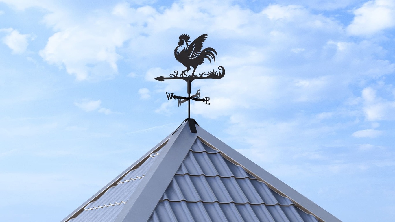 Rooster Weathervane V2 Three Sizes. DXF, SVG files for plasma, laser cutting. Weathercock roof decor. Фото 2