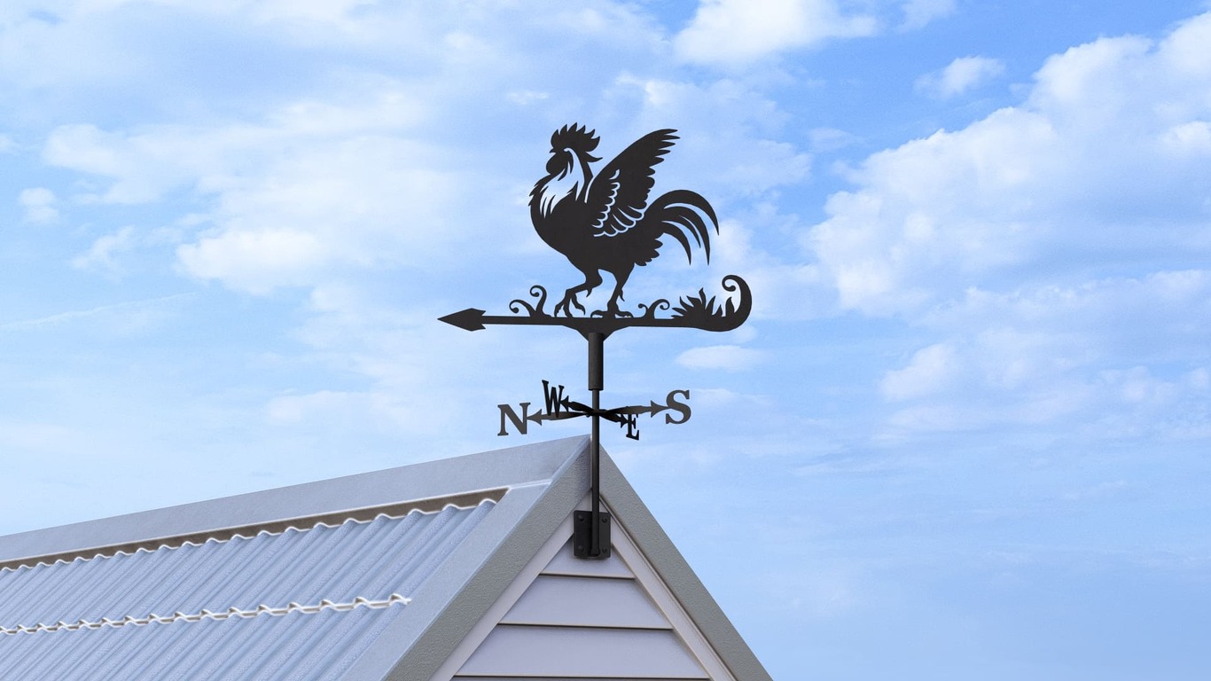 Rooster Weathervane V2 Three Sizes. DXF, SVG files for plasma, laser cutting. Weathercock roof decor. Фото 3