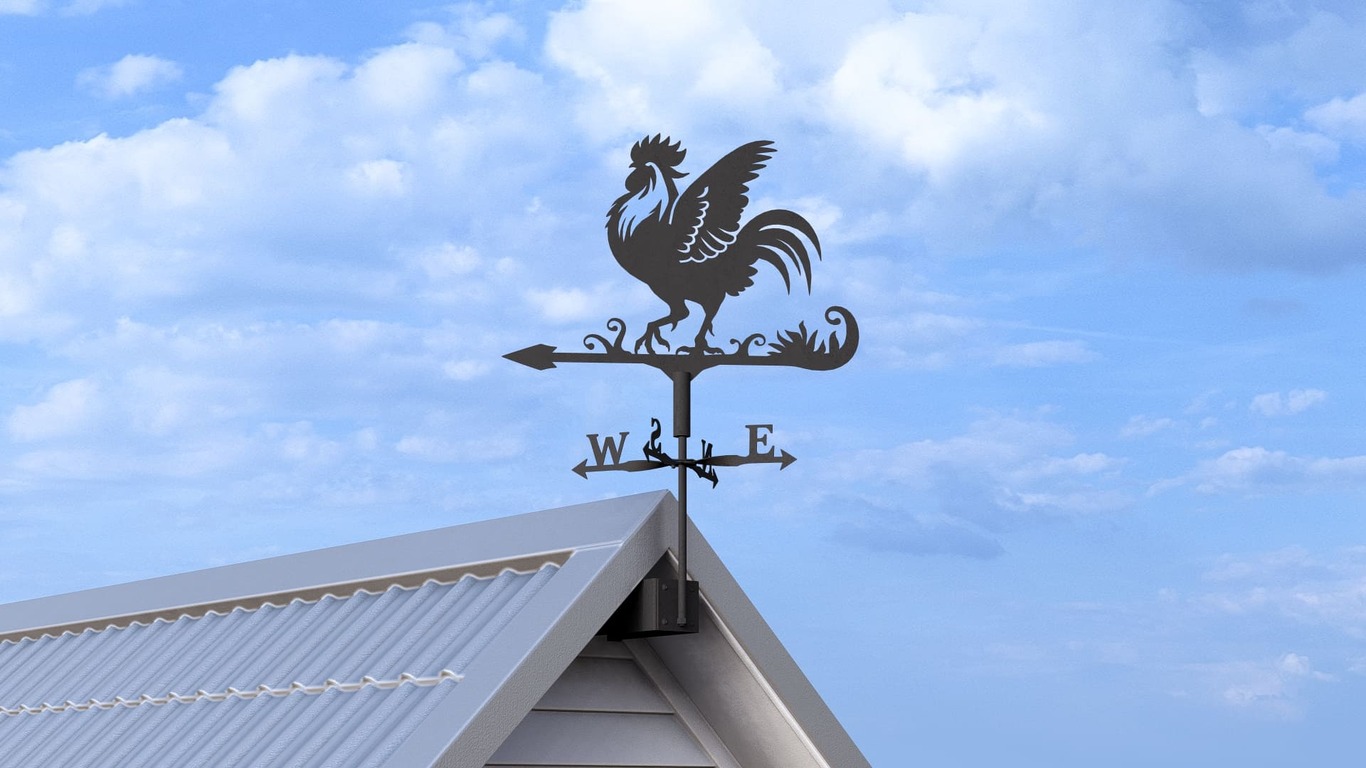 Rooster Weathervane V2 Three Sizes. DXF, SVG files for plasma, laser cutting. Weathercock roof decor. Фото 4