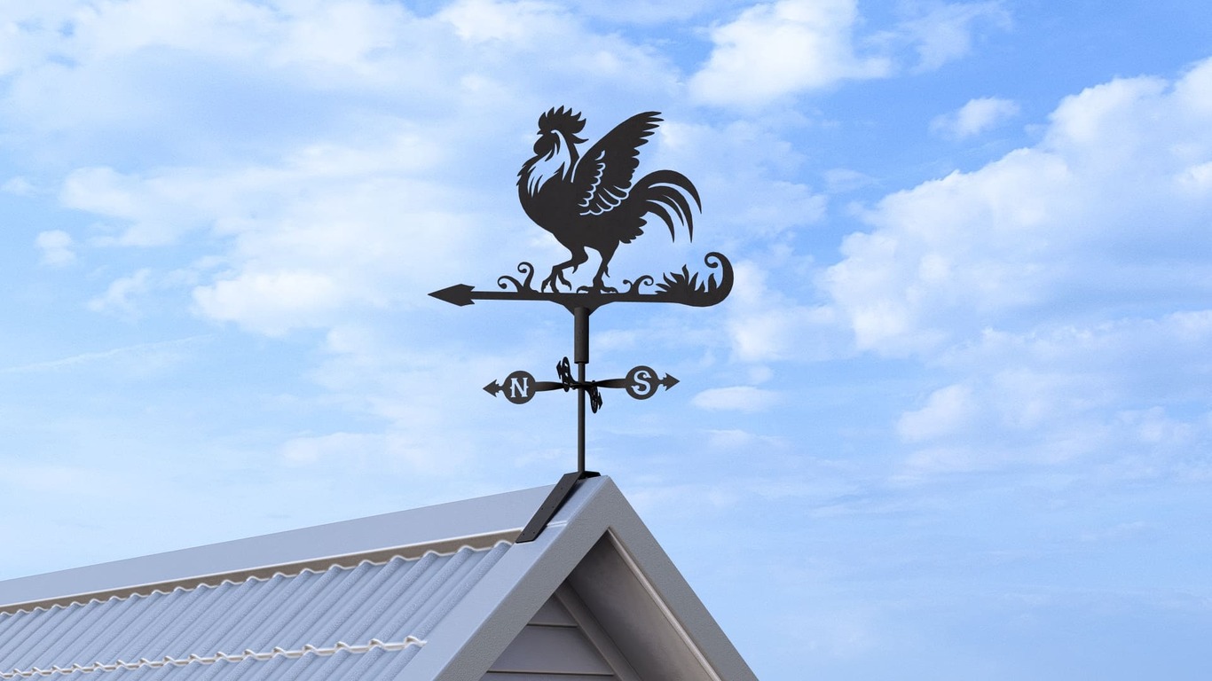 Rooster Weathervane V2 Three Sizes. DXF, SVG files for plasma, laser cutting. Weathercock roof decor. Фото 6