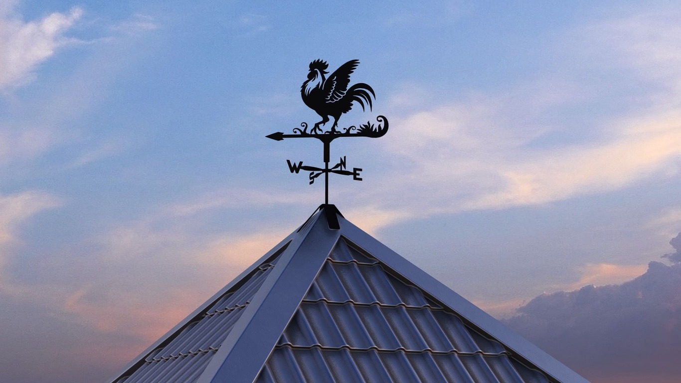 Rooster Weathervane V2 Three Sizes. DXF, SVG files for plasma, laser cutting. Weathercock roof decor. Фото 5