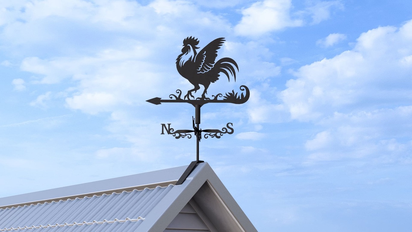 Rooster Weathervane V2 Three Sizes. DXF, SVG files for plasma, laser cutting. Weathercock roof decor. Фото 7