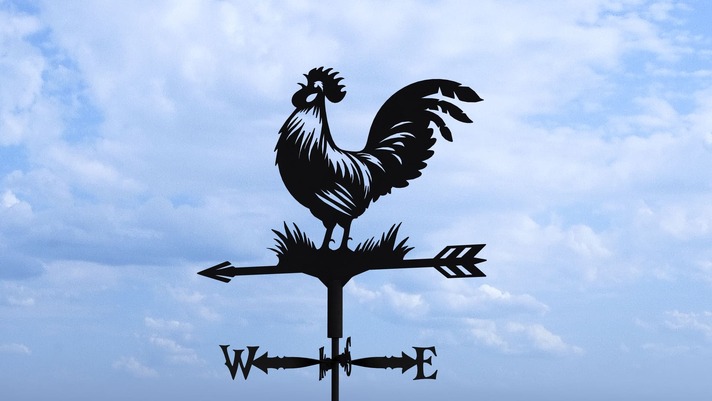 Rooster Weathervane V3 Three Sizes. DXF, SVG files for plasma, laser cutting. Weathercock roof decor