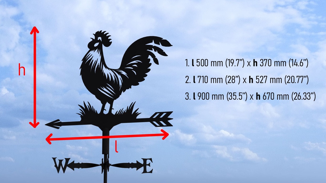 Rooster Weathervane V3 Three Sizes. DXF, SVG files for plasma, laser cutting. Weathercock roof decor. Фото 10