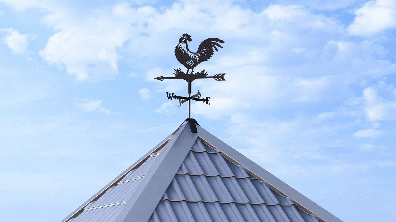 Rooster Weathervane V3 Three Sizes. DXF, SVG files for plasma, laser cutting. Weathercock roof decor. Фото 4