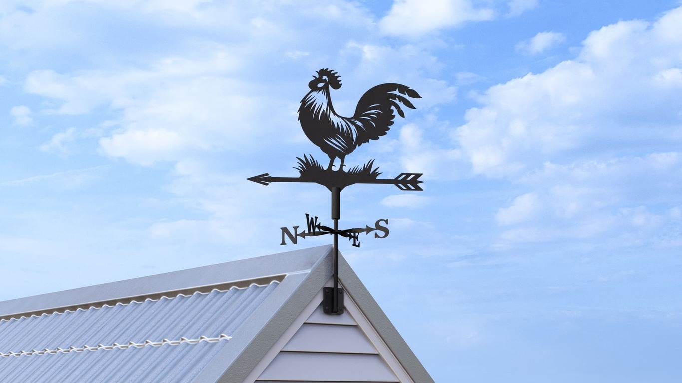 Rooster Weathervane V3 Three Sizes. DXF, SVG files for plasma, laser cutting. Weathercock roof decor. Фото 2