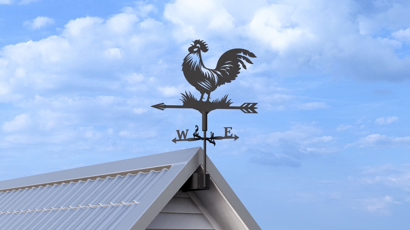 Rooster Weathervane V3 Three Sizes. DXF, SVG files for plasma, laser cutting. Weathercock roof decor. Фото 3