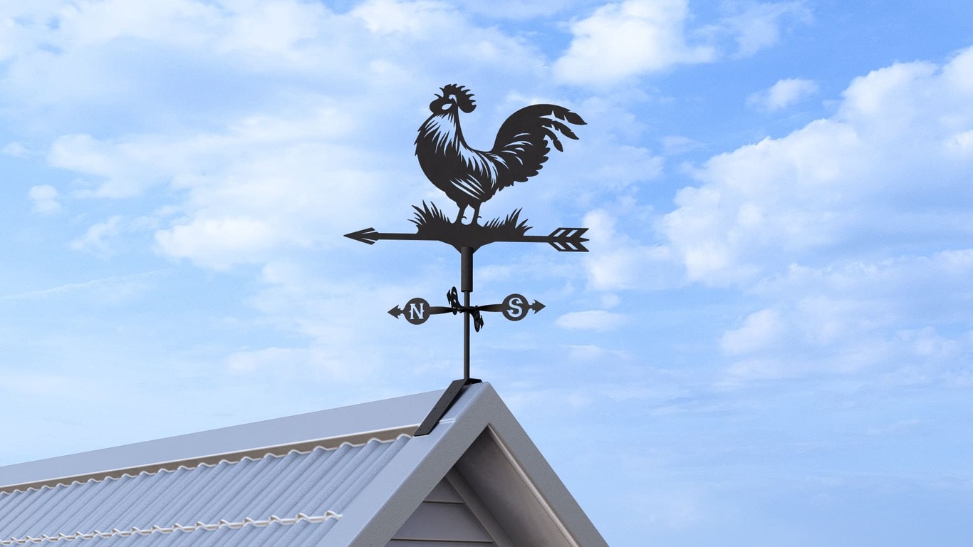 Rooster Weathervane V3 Three Sizes. DXF, SVG files for plasma, laser cutting. Weathercock roof decor. Фото 5