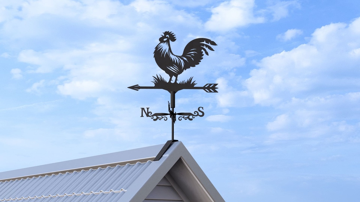 Rooster Weathervane V3 Three Sizes. DXF, SVG files for plasma, laser cutting. Weathercock roof decor. Фото 7