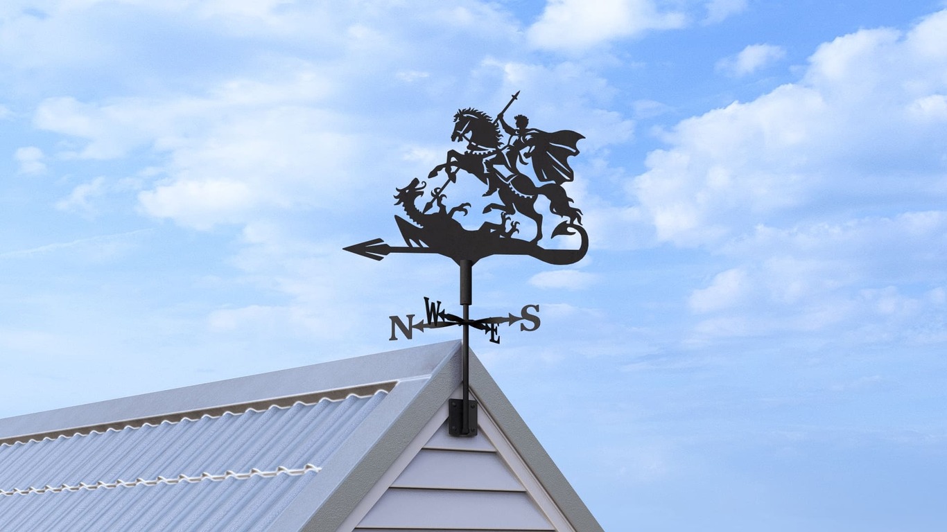 Saint George and the Dragon Weather Vane Three Sizes. DXF, SVG files for plasma, laser cutting. Weathervane roof decor. Фото 3