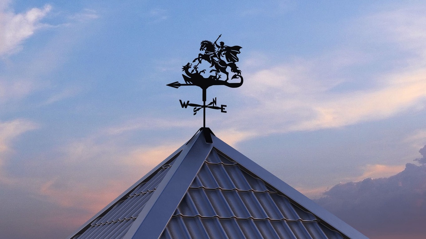 Saint George and the Dragon Weather Vane Three Sizes. DXF, SVG files for plasma, laser cutting. Weathervane roof decor. Фото 6