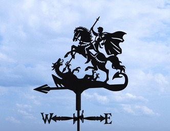 Saint George and the Dragon Weather Vane Three Sizes. DXF, SVG files for plasma, laser cutting. Weathervane roof decor