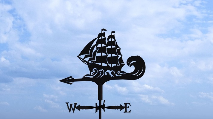 Ship Weather Vane Three Sizes. DXF, SVG files for plasma, laser cutting. Weathervane roof decor