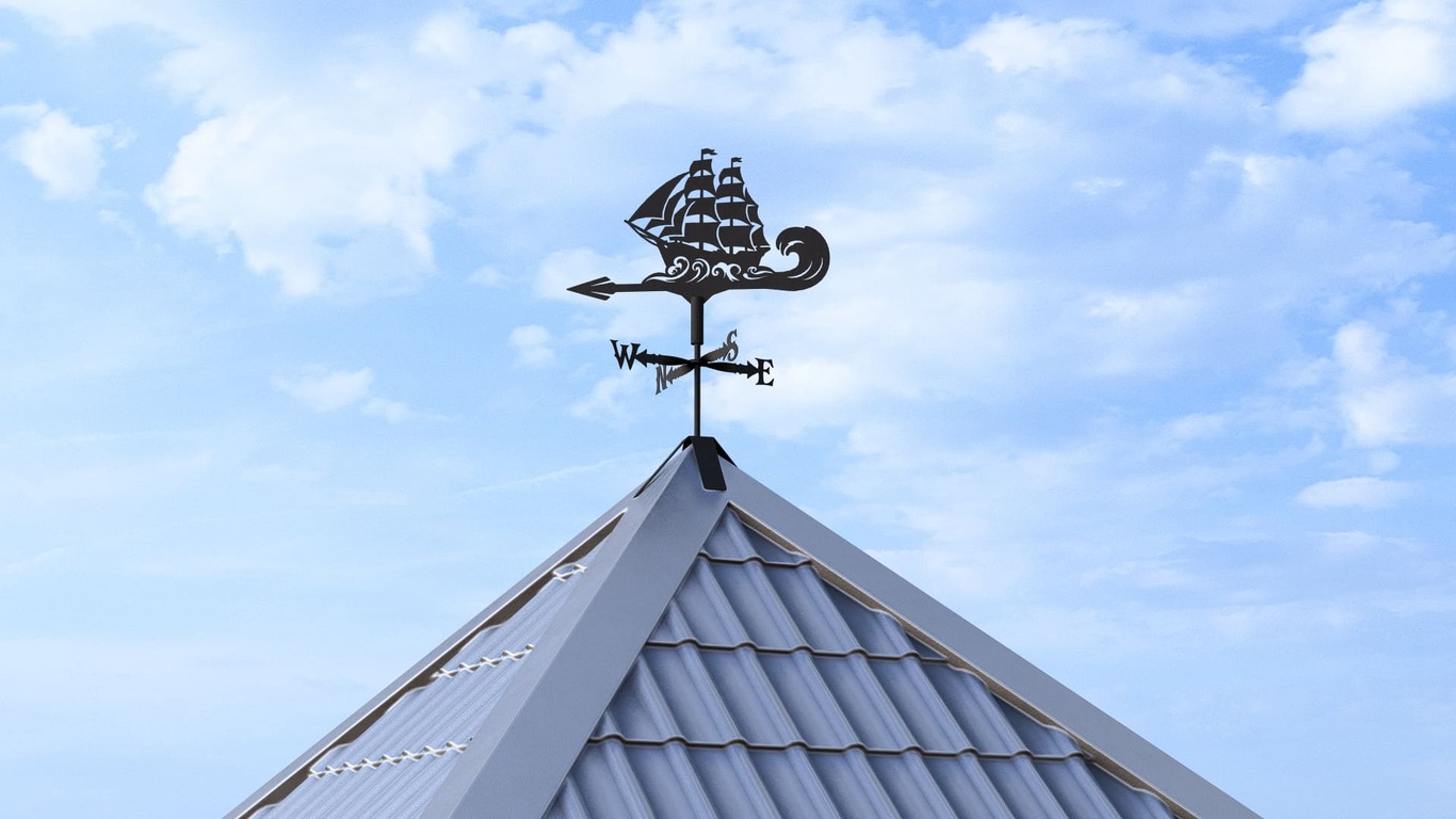 Ship Weather Vane Three Sizes. DXF, SVG files for plasma, laser cutting. Weathervane roof decor. Фото 2
