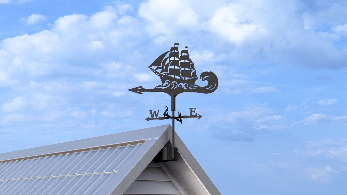 Ship Weather Vane Three Sizes. DXF, SVG files for plasma, laser cutting. Weathervane roof decor. Фото 4