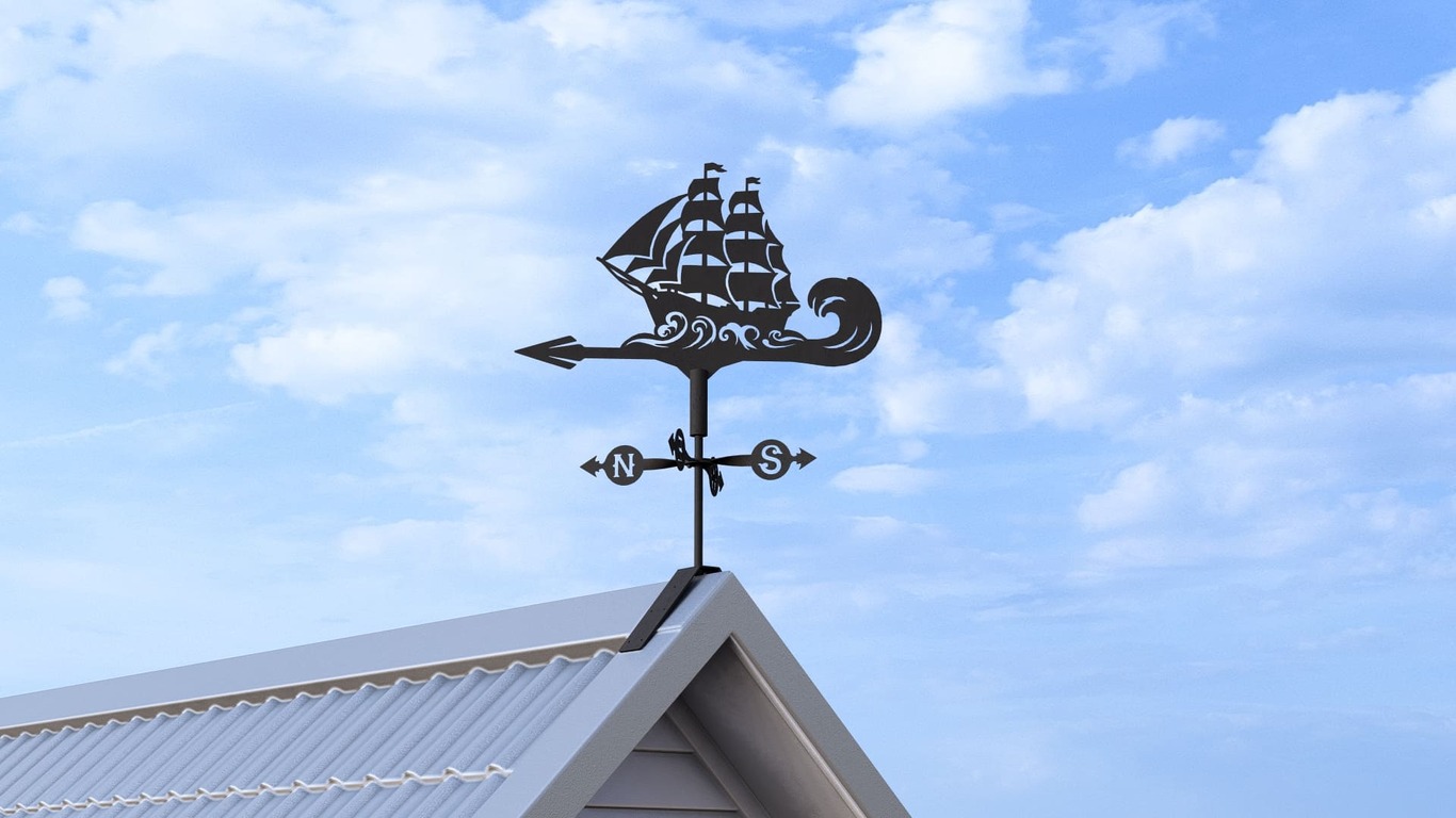 Ship Weather Vane Three Sizes. DXF, SVG files for plasma, laser cutting. Weathervane roof decor. Фото 6
