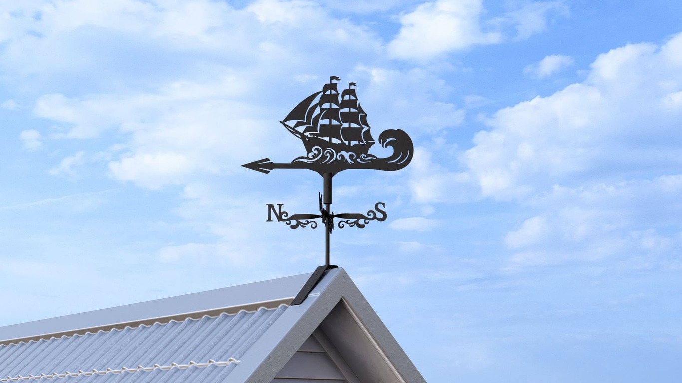 Ship Weather Vane Three Sizes. DXF, SVG files for plasma, laser cutting. Weathervane roof decor. Фото 7