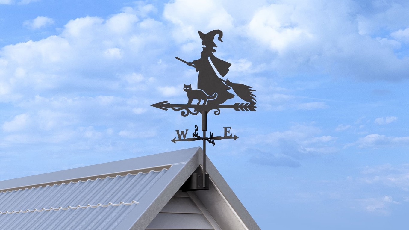 Witch Weather Vane V1 Three Sizes. DXF, SVG files for plasma, laser cutting. Weathervane roof decor. Фото 4