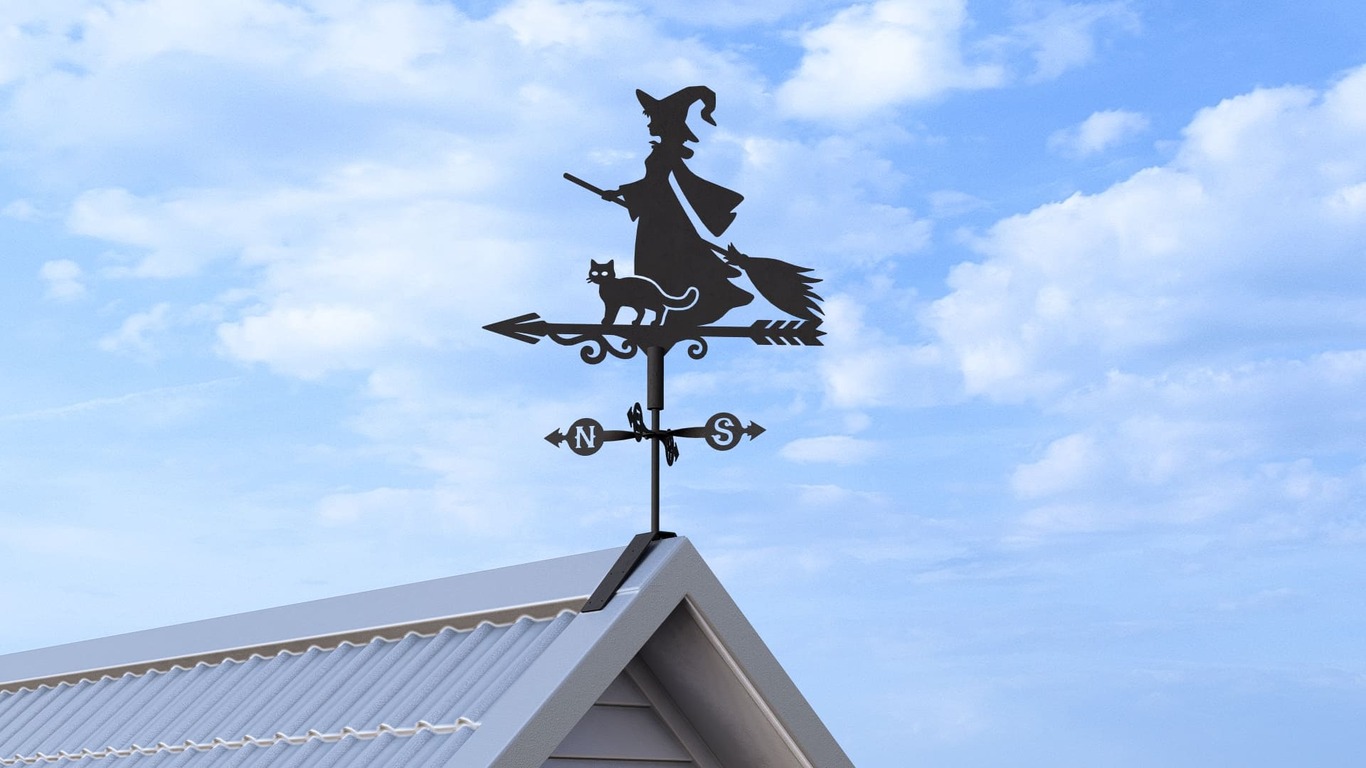 Witch Weather Vane V1 Three Sizes. DXF, SVG files for plasma, laser cutting. Weathervane roof decor. Фото 6