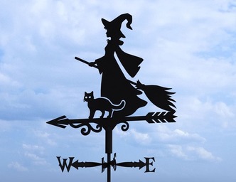 Witch Weather Vane V1 Three Sizes. DXF, SVG files for plasma, laser cutting. Weathervane roof decor