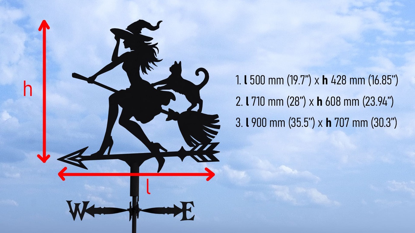 Witch Weather Vane V2 Three Sizes. DXF, SVG files for plasma, laser cutting. Weathervane roof decor. Фото 10