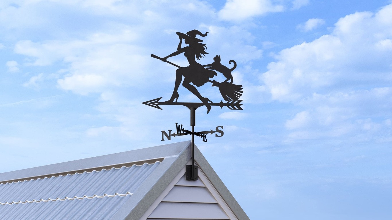 Witch Weather Vane V2 Three Sizes. DXF, SVG files for plasma, laser cutting. Weathervane roof decor. Фото 3