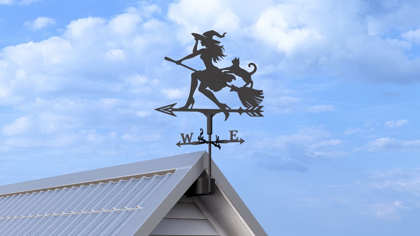 Witch Weather Vane V2 Three Sizes. DXF, SVG files for plasma, laser cutting. Weathervane roof decor. Фото 7