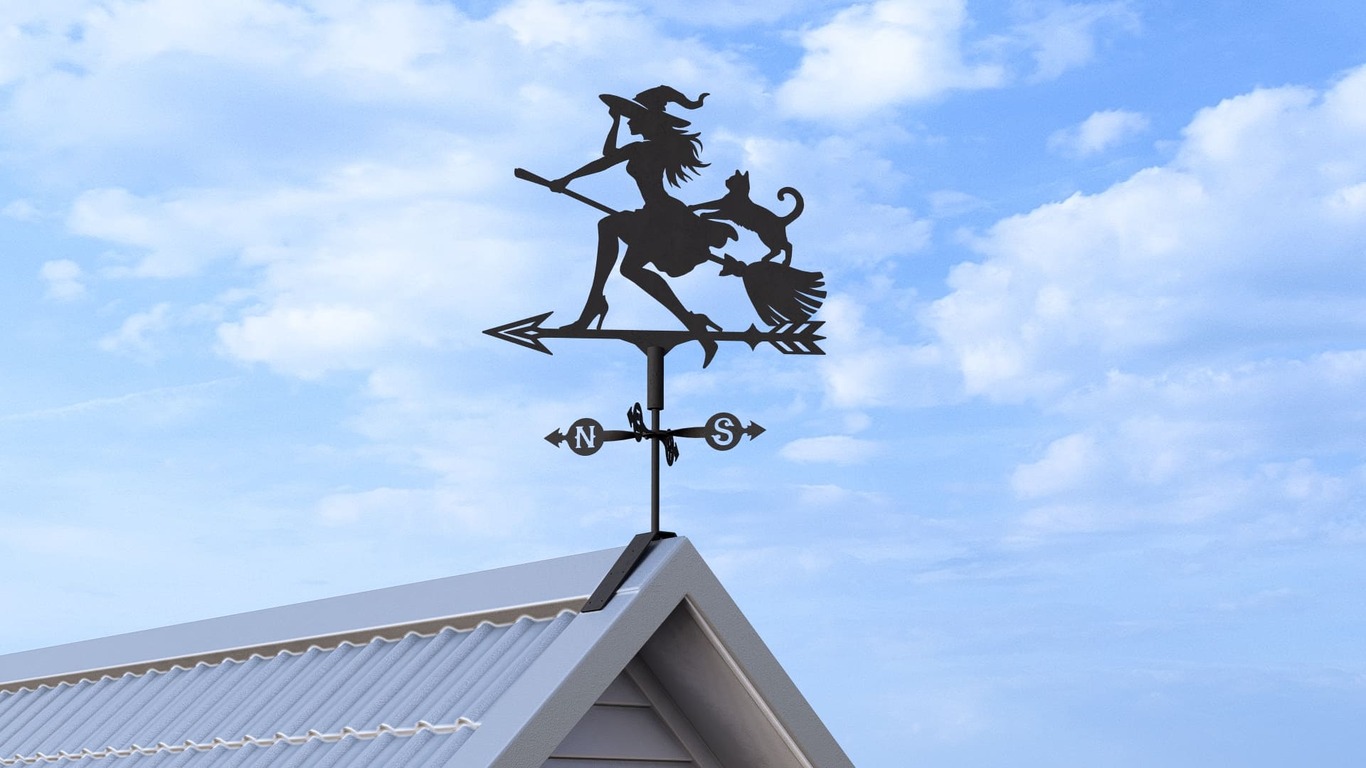 Witch Weather Vane V2 Three Sizes. DXF, SVG files for plasma, laser cutting. Weathervane roof decor. Фото 5