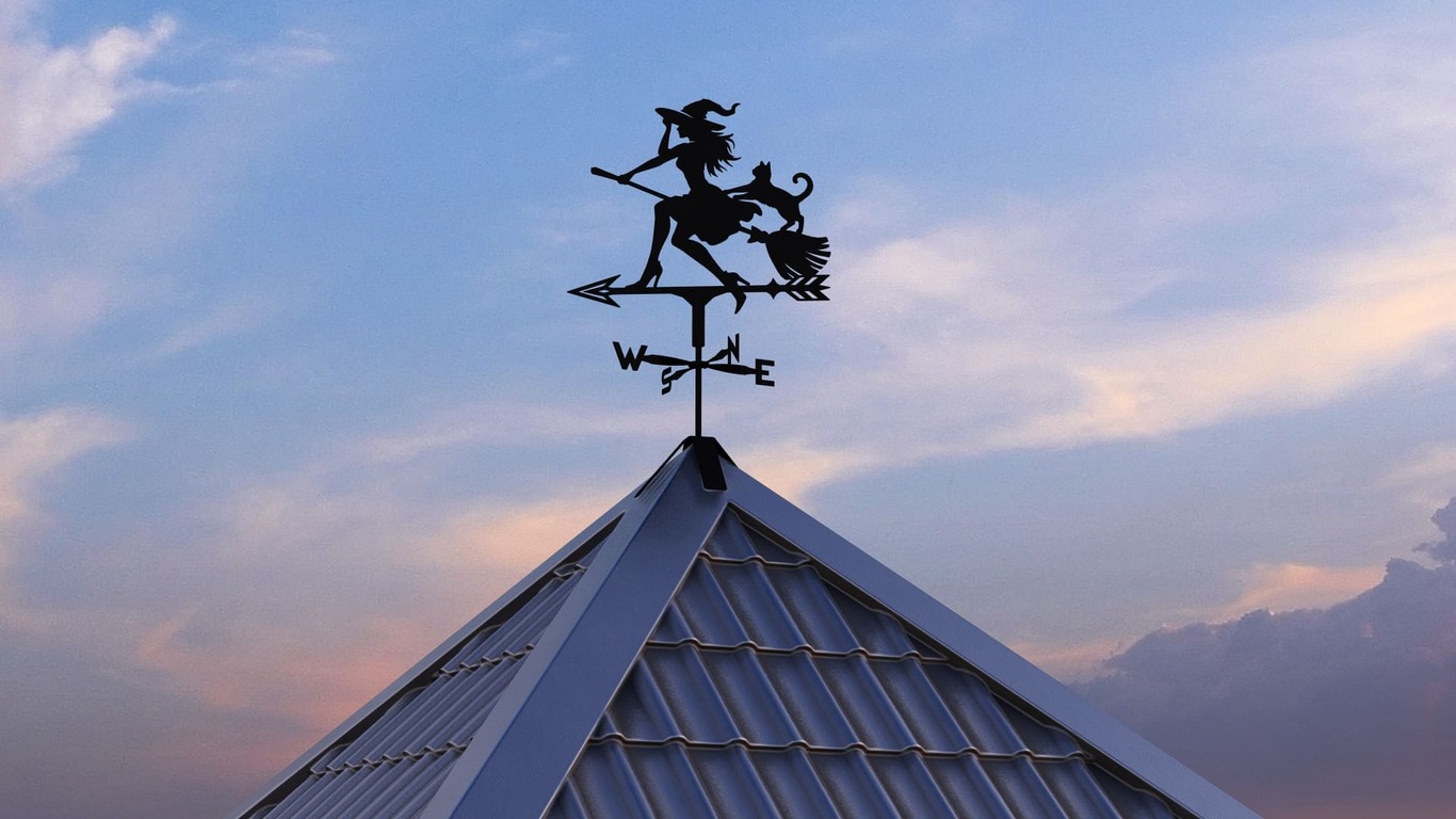 Witch Weather Vane V2 Three Sizes. DXF, SVG files for plasma, laser cutting. Weathervane roof decor. Фото 6