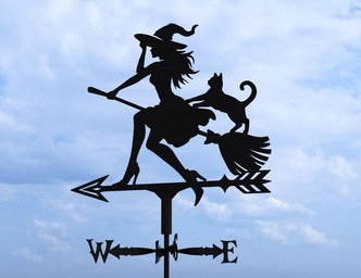 Witch Weather Vane V2 Three Sizes. DXF, SVG files for plasma, laser cutting. Weathervane roof decor