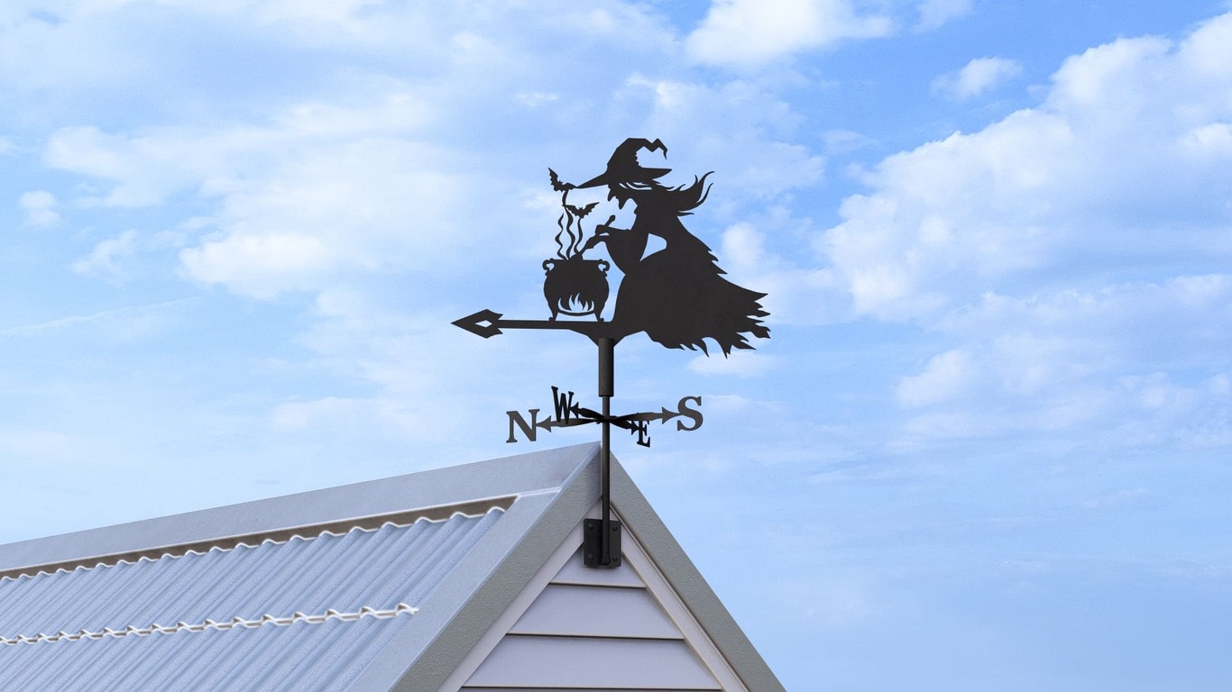 Witch Weather Vane V3 Three Sizes. DXF, SVG files for plasma, laser cutting. Weathervane roof decor. Фото 3