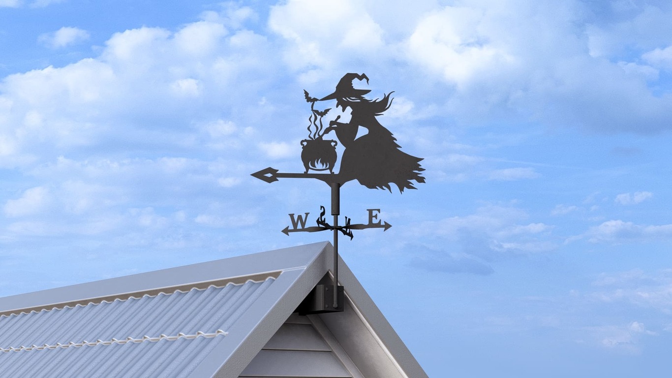 Witch Weather Vane V3 Three Sizes. DXF, SVG files for plasma, laser cutting. Weathervane roof decor. Фото 4