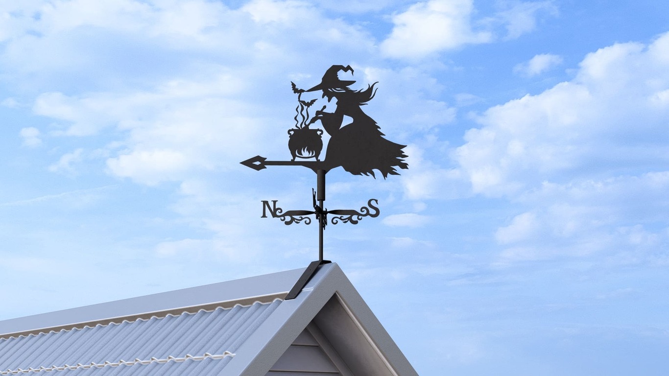 Witch Weather Vane V3 Three Sizes. DXF, SVG files for plasma, laser cutting. Weathervane roof decor. Фото 7